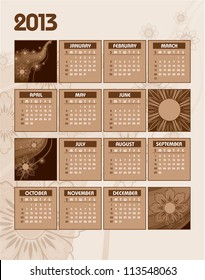 2013 Calendar. Vector.