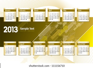 2013 Calendar. Vector Design.