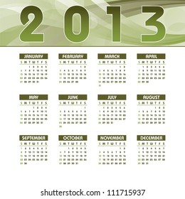 2013 Calendar. Vector Eps10 Design.