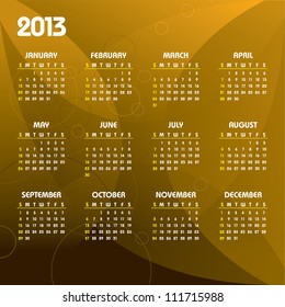 2013 Calendar. Vector Eps10 Design.
