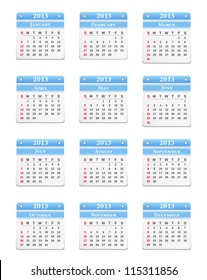 2013 Calendar, vector eps10 illustration