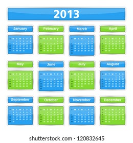 2013 Calendar, vector eps10 illustration