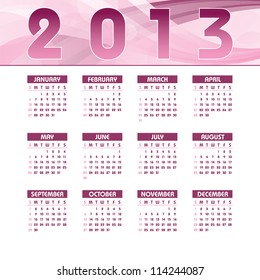 2013 Calendar. Vector Illustration.