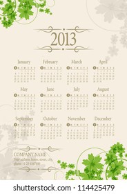 2013 Calendar. Vector Illustration