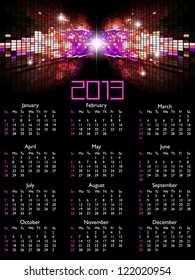 2013 calendar. Vector illustration.