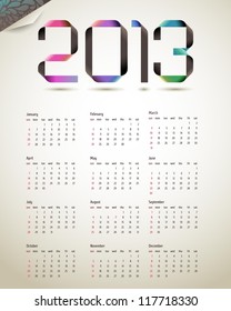 2013 colorful ribbon calendar, vector