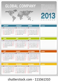 2013 corporate calendar template, vector