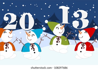 2013 happy new year - dancing snowman
