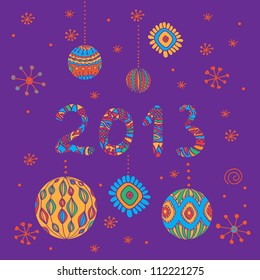 2013 Happy New Year greeting card or background. Vector illustration