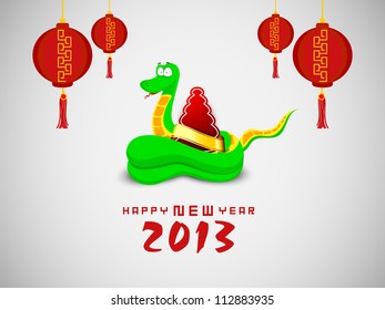 2013 Happy New Year greeting card with decorative Christmas balls background. EPS 10.