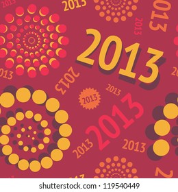 2013 Happy New Year! Seamless red pattern. Vector illustration