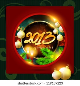 2013 Happy New Year vector card or background with balls.