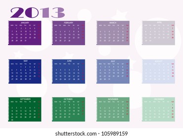 2013 new calendar in english