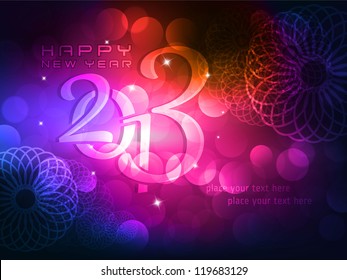 2013 New Year Big Bash!! Sparkling Greetings. Dark Background with elemental vector Drawing perfect for New year Party invitation cards.