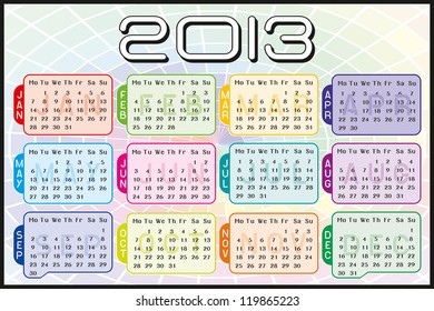 2013 new year calendar - agenda
