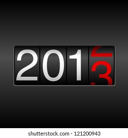 2013 New Year Odometer - New Year 2013 Design, Odometer Style With White And Red Numbers.  Uses Simple Gradients.