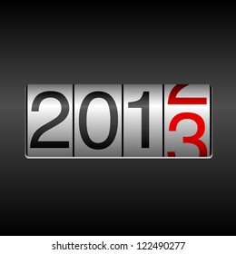 2013 New Year Odometer - New Year 2013 Design - Odometer Style With Black And Red Numbers.  Uses Simple Gradients.