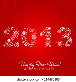 2013 New Year shiny invitation postcard with snowflakes, stars and glitter. Vector illustration