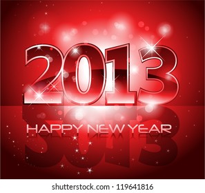 2013 New Year shiny invitation postcard with snowflakes stars and glitter background