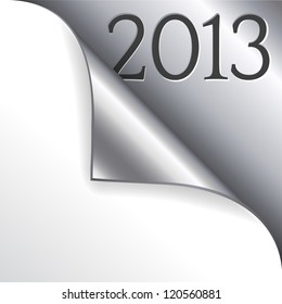 2013 new year with silver curled corner