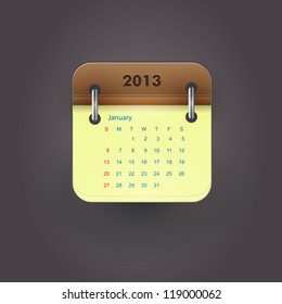 2013 Notepad calendar for January