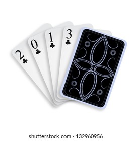 2013 playing cards against white background, abstract vector art illustration; image contains transparency