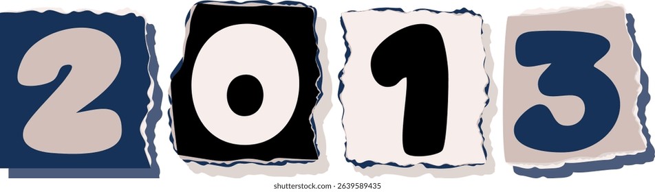 2013 Retro torn paper number Design art