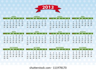 2013 spanish calendar in vector mode