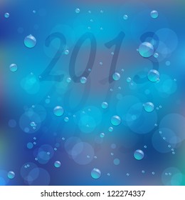 2013  water bubbles and bokeh on gradient blue background,Vector eps10