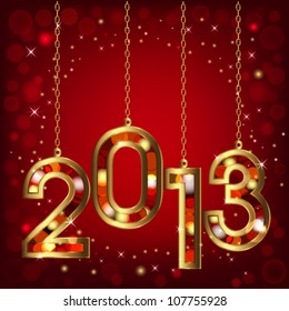 2013 year, a beautiful golden figures, numbers, the original design for design Christmas cards
