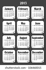 2013 year calendar in vector