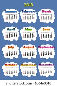 2013 year calendar in vector