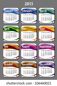 2013 year calendar in vector