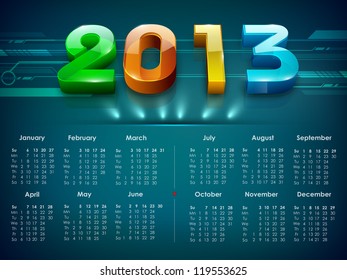 2013 year calender. EPS 10.