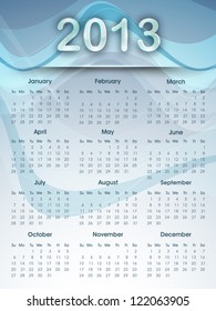 2013 year calender. EPS 10.