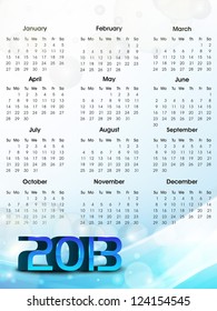 2013 year calender. EPS 10.