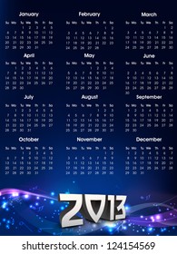 2013 year calender. EPS 10.