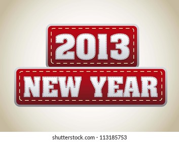 2013 year over red tags over vintage background. vector illustration
