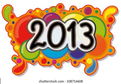 2013 Year Sign on Abstract Bubble Background