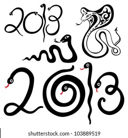 2013 Year snake symbol. Vector illustration isolated.
