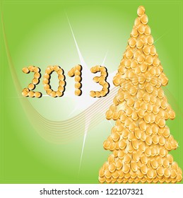 2013.Christmas tree of gold coins.