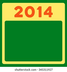 2014 Appointment vector icon. Style is bicolor flat symbol, orange and yellow colors, rounded angles, green background.