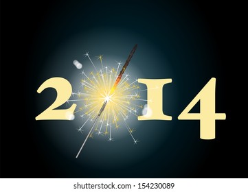 2014 Banner mit dem Nullpunkt wird von einem leuchtenden Funker dargestellt. EPS10 Vektorformat.