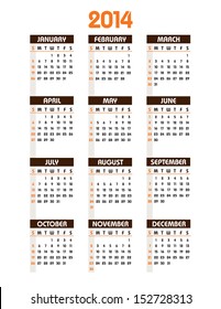 2014 Calendar.