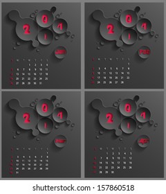2014 calendar 3d paper design. Vector eps10. Part 3.