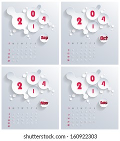 2014 calendar 3d paper design. Vector eps10. Part 3.