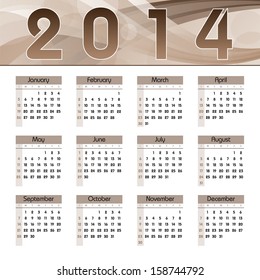 2014 Calendar. Abstract Vector Design.