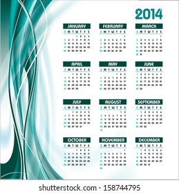 2014 Calendar. Abstract Vector Design.