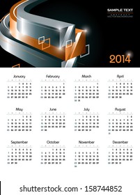 2014 Calendar. Abstract Vector Design.