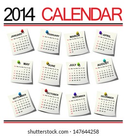 2014 Calendar against white background